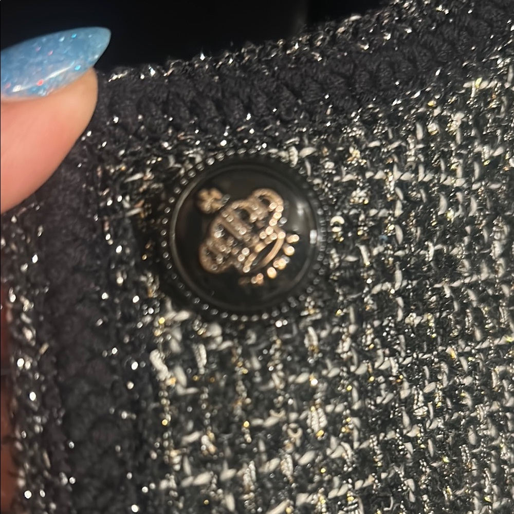 🎉3X HOST PICK🎉 Zara Black & Silver Tweed Jacket with Fringe Trim - Picture 6 of 11